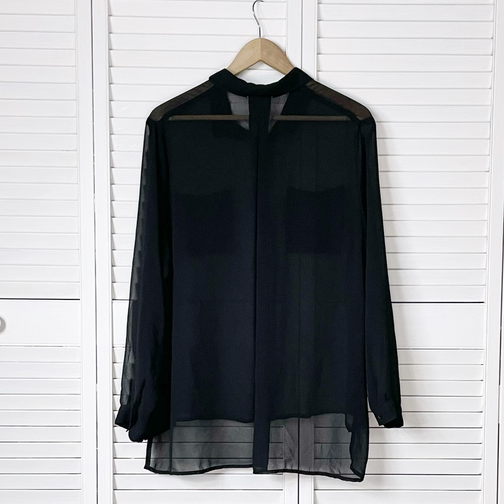 Sheer black button down blouse - Picture 2 of 5